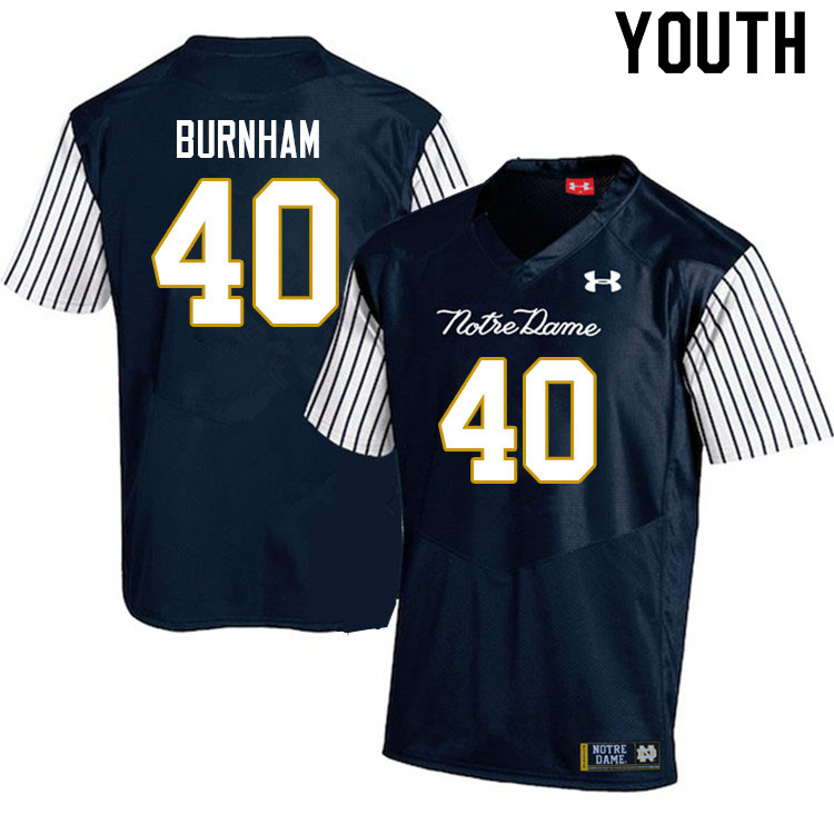 Youth #40 Joshua Burnham Notre Dame Fighting Irish College Football Jerseys Sale-Alternate Navy - Click Image to Close